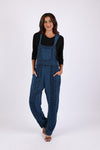 225568 Stonewashed Boho Embroided Overalls: Fall Colors