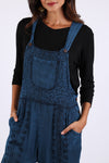 225568 Stonewashed Boho Embroided Overalls: Fall Colors