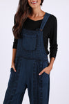 225568 Stonewashed Boho Embroided Overalls: Fall Colors