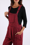 225568 Stonewashed Boho Embroided Overalls: Fall Colors