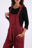 225568 Stonewashed Boho Embroided Overalls: Fall Colors