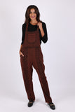 225568 Stonewashed Boho Embroided Overalls: Fall Colors