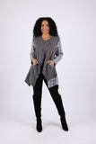 225571 Black and White Patchwork Tunic: Checkered & Striped