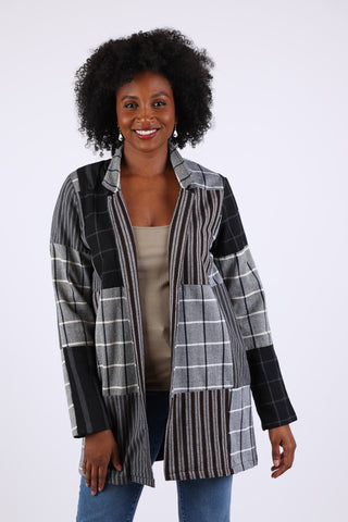 225572 Urban Artisan Panel Jacket: Charcoal and Monochrome