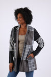 225572 Urban Artisan Panel Jacket: Charcoal and Monochrome
