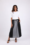 225574 Striped and Check Straight Skirt: Black/White Patchwork