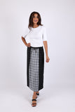 225574 Striped and Check Straight Skirt: Black/White Patchwork