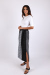225574 Striped and Check Straight Skirt: Black/White Patchwork