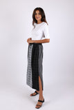 225574 Striped and Check Straight Skirt: Black/White Patchwork