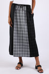 225574 Striped and Check Straight Skirt: Black/White Patchwork