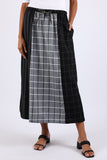225574 Striped and Check Straight Skirt: Black/White Patchwork