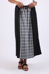 225574 Striped and Check Straight Skirt: Black/White Patchwork