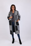 225575 Patchwork Black/White Kimono: Checks & Stripes
