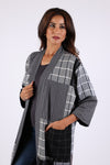225575 Patchwork Black/White Kimono: Checks & Stripes