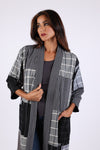 225575 Patchwork Black/White Kimono: Checks & Stripes