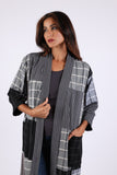 225575 Patchwork Black/White Kimono: Checks & Stripes