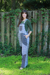225576 Black/White Overall: Stripes & Plaid Patchwork