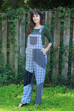 225576 Black/White Overall: Stripes & Plaid Patchwork