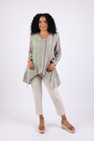 225581 Patchwork Tunic: Sage Green with Stripes