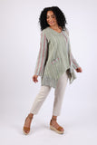 225581 Patchwork Tunic: Sage Green with Stripes