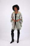 225583 Sage Green Patchwork Poncho with Tassels