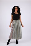 225584 Patchwork Straight Skirt with Side Slit (Sage Green)