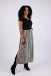 225584 Patchwork Straight Skirt with Side Slit (Sage Green)