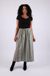 225584 Patchwork Straight Skirt with Side Slit (Sage Green)
