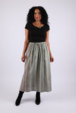 225584 Patchwork Straight Skirt with Side Slit (Sage Green)
