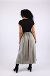 225584 Patchwork Straight Skirt with Side Slit (Sage Green)