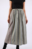 225584 Patchwork Straight Skirt with Side Slit (Sage Green)