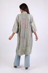 225585XXL Patchwork Long Kimono: Sage Green Stripes XXL