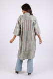225585XXL Patchwork Long Kimono: Sage Green Stripes XXL