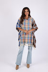 225601 Plaid Soft Toned Poncho: Flannel with Tassels