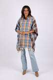 225601 Plaid Soft Toned Poncho: Flannel with Tassels