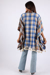225601 Plaid Soft Toned Poncho: Flannel with Tassels