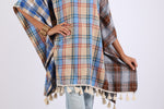 225601 Plaid Soft Toned Poncho: Flannel with Tassels