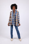 225602 Soft Tone Plaid Cardigan: Flannel in Patchwork