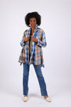 225602 Soft Tone Plaid Cardigan: Flannel in Patchwork