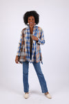 225602 Soft Tone Plaid Cardigan: Flannel in Patchwork