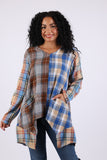 225603 Patchwork Plaid Tunic: Soft Tone Flannel