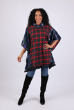 225701 Patchwork Heritage Plaid Poncho: Flannel with Tassels