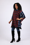 225701 Patchwork Heritage Plaid Poncho: Flannel with Tassels