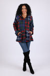 225704 Deep-Toned Plaid Hoodie Jacket: Heritage Flannel Patchwork