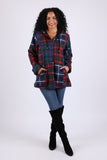 225704 Deep-Toned Plaid Hoodie Jacket: Heritage Flannel Patchwork