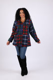 225704 Deep-Toned Plaid Hoodie Jacket: Heritage Flannel Patchwork