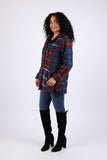 225704 Deep-Toned Plaid Hoodie Jacket: Heritage Flannel Patchwork
