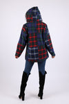 225704 Deep-Toned Plaid Hoodie Jacket: Heritage Flannel Patchwork