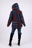 225704 Deep-Toned Plaid Hoodie Jacket: Heritage Flannel Patchwork
