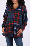 225704 Deep-Toned Plaid Hoodie Jacket: Heritage Flannel Patchwork